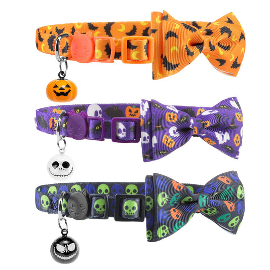 Halloween Cat Collar with Bell — Breakaway 3-Pack