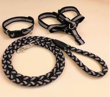 Dog Reflective Leash collar chest set